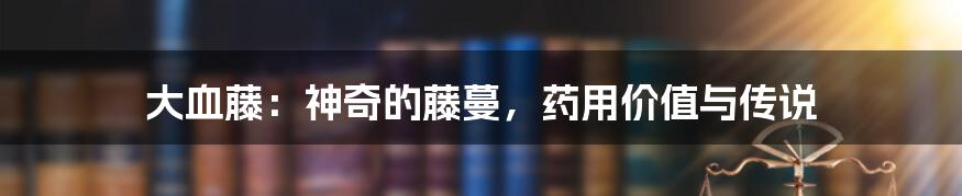 大血藤:神奇的藤蔓,药用价值与传说