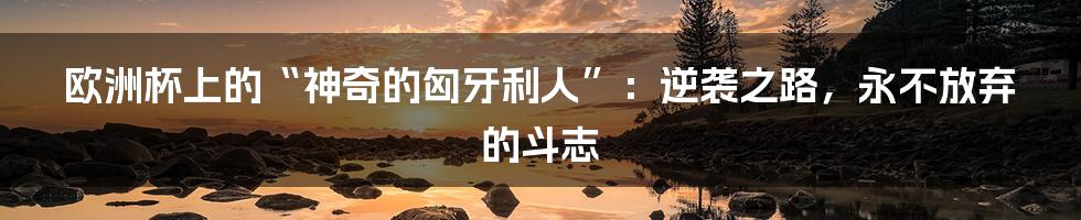 欧洲杯上的“神奇的匈牙利人”:逆袭之路,永不放弃的斗志
