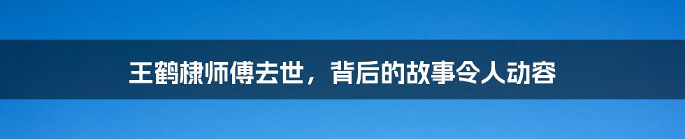 王鹤棣师傅去世,背后的故事令人动容