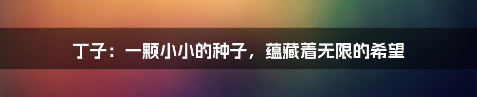 丁子:一颗小小的种子,蕴藏着无限的希望