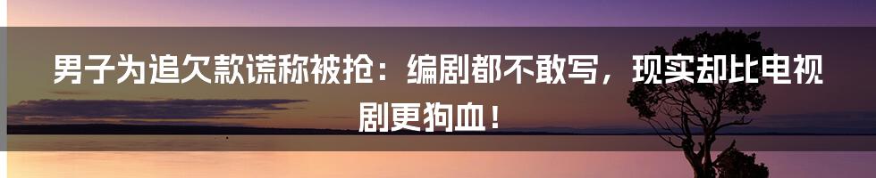 男子为追欠款谎称被抢：编剧都不敢写，现实却比电视剧更狗血！