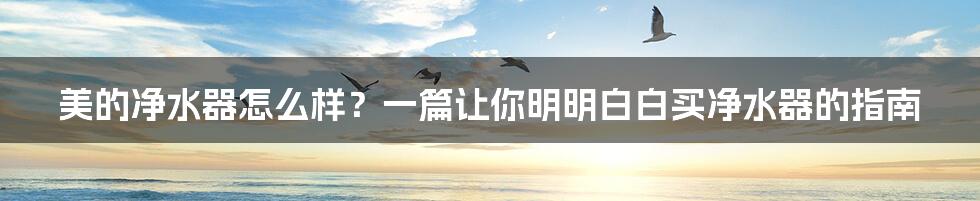 美的净水器怎么样?一篇让你明明白白买净水器的指南