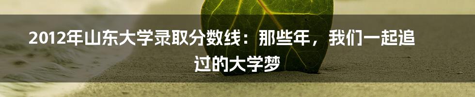 2012年山东大学录取分数线:那些年,我们一起追过的大学梦