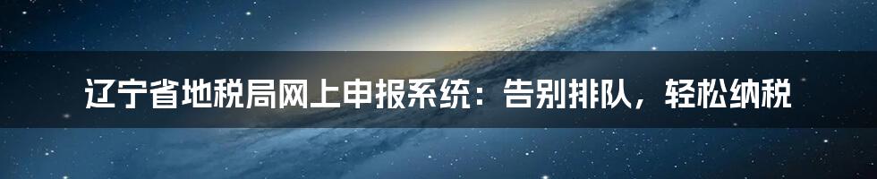 辽宁省地税局网上申报系统:告别排队,轻松纳税