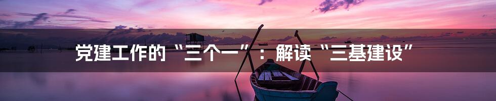 党建工作的“三个一”:解读“三基建设”