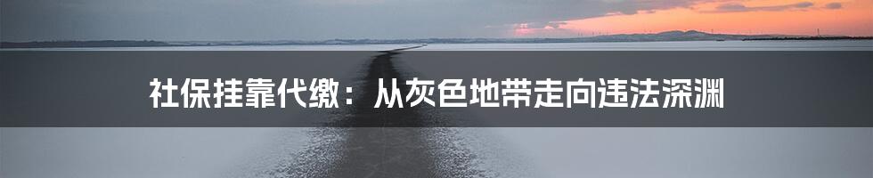 社保挂靠代缴:从灰色地带走向违法深渊