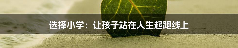 选择小学:让孩子站在人生起跑线上