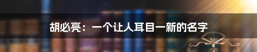 胡必亮:一个让人耳目一新的名字