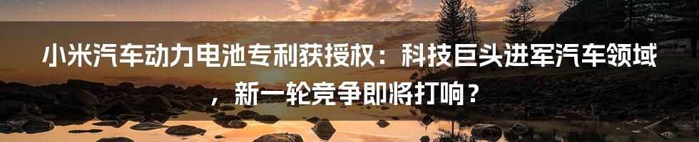 小米汽车动力电池专利获授权:科技巨头进军汽车领域,新一轮竞争即将打响?
