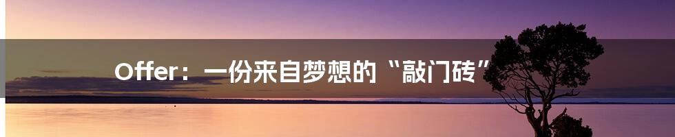Offer：一份来自梦想的“敲门砖”