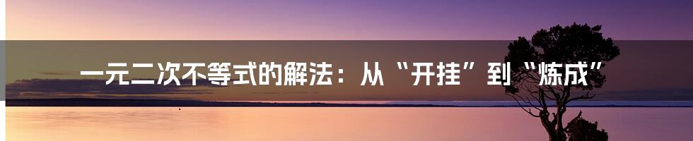 一元二次不等式的解法:从“开挂”到“炼成”