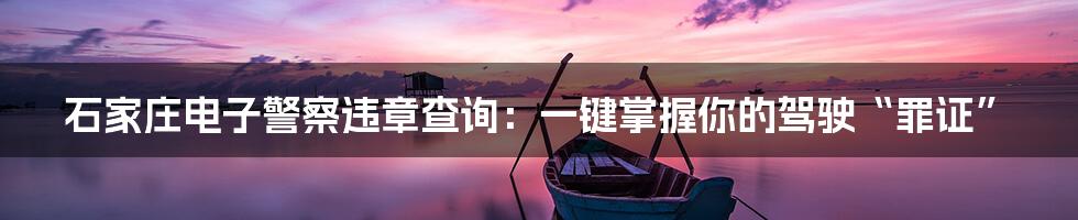 石家庄电子警察违章查询:一键掌握你的驾驶“罪证”