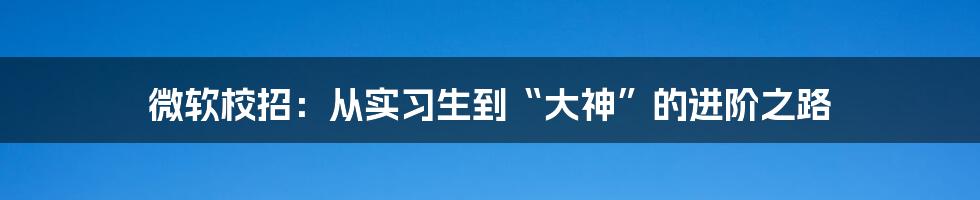 微软校招:从实习生到“大神”的进阶之路