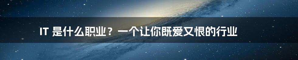 IT 是什么职业?一个让你既爱又恨的行业
