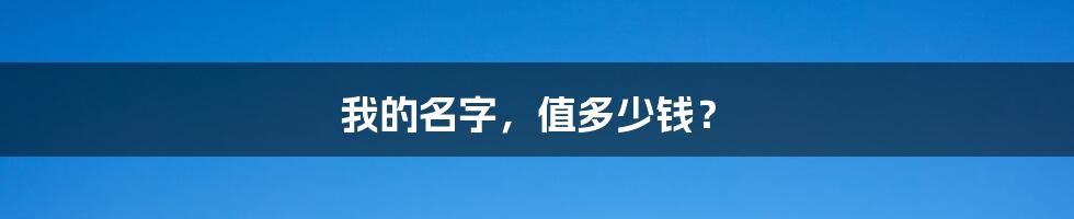 我的名字,值多少钱?