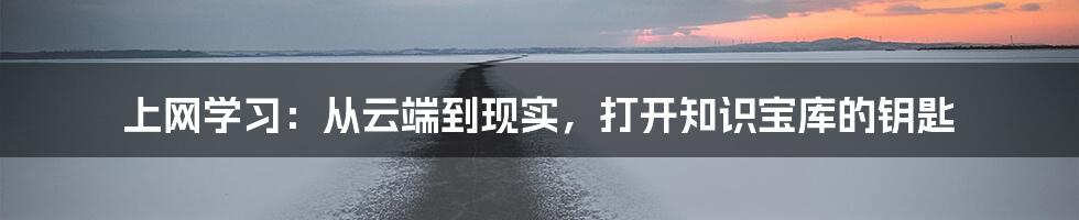 上网学习:从云端到现实,打开知识宝库的钥匙