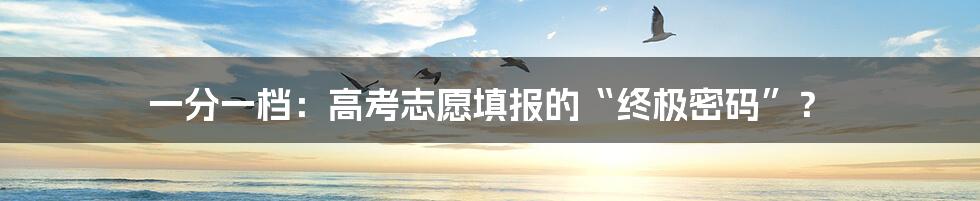 一分一档:高考志愿填报的“终极密码”?