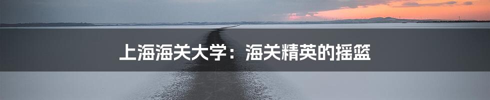 上海海关大学:海关精英的摇篮