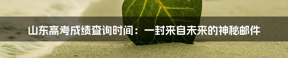 山东高考成绩查询时间:一封来自未来的神秘邮件