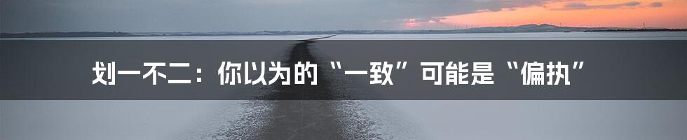 划一不二:你以为的“一致”可能是“偏执”