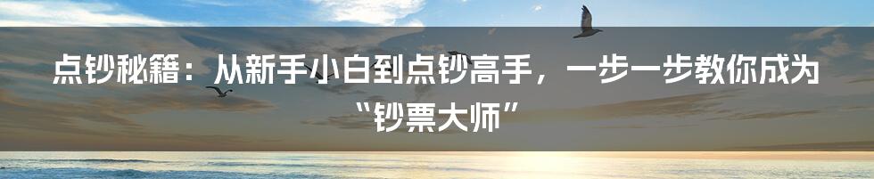 点钞秘籍:从新手小白到点钞高手,一步一步教你成为“钞票大师”