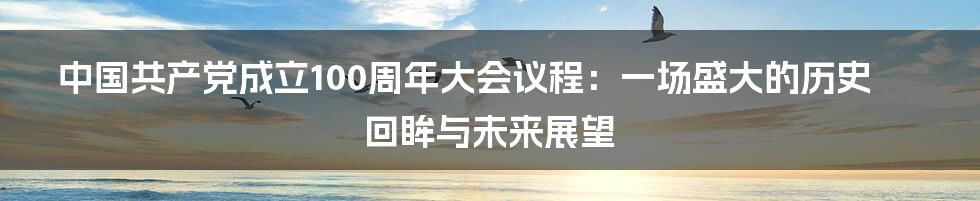 中国共产党成立100周年大会议程:一场盛大的历史回眸与未来展望