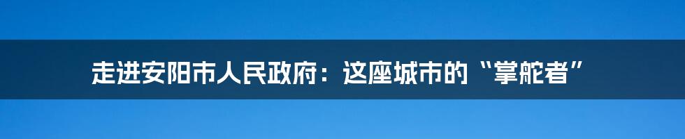 走进安阳市人民政府:这座城市的“掌舵者”