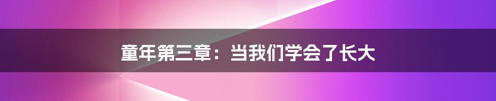 童年第三章:当我们学会了长大