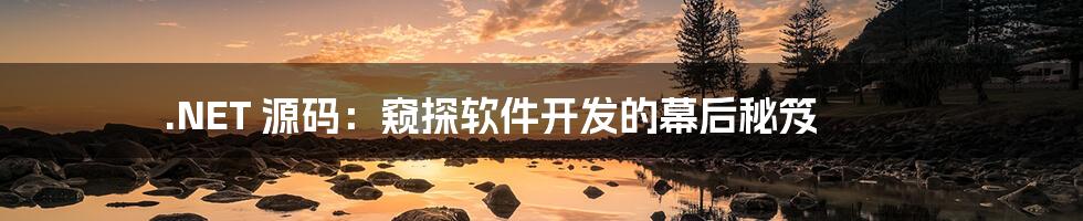 .NET 源码:窥探软件开发的幕后秘笈