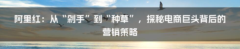 阿里红:从“剁手”到“种草”,探秘电商巨头背后的营销策略
