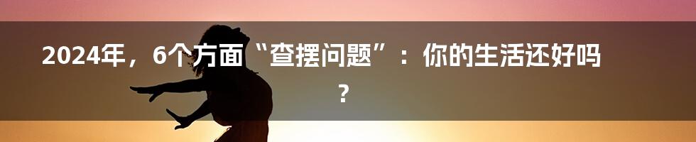 2024年,6个方面“查摆问题”:你的生活还好吗?
