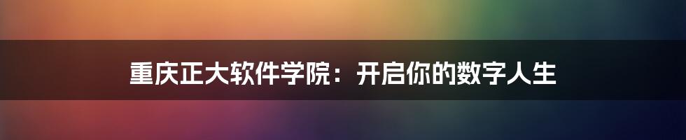 重庆正大软件学院:开启你的数字人生