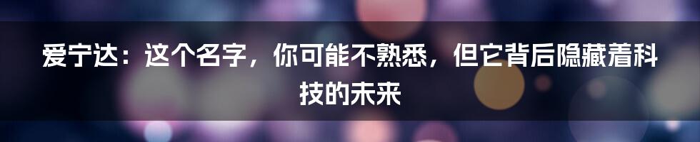 爱宁达:这个名字,你可能不熟悉,但它背后隐藏着科技的未来