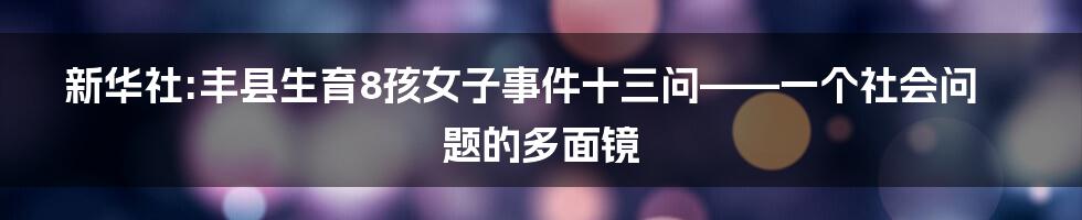 新华社:丰县生育8孩女子事件十三问——一个社会问题的多面镜
