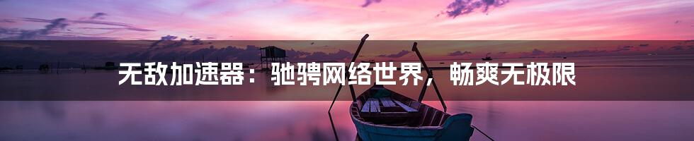 无敌加速器:驰骋网络世界,畅爽无极限