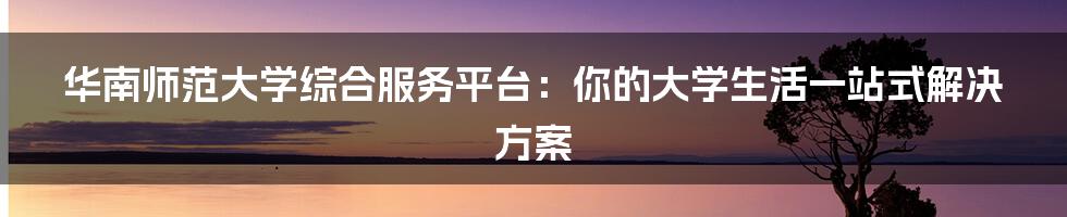 华南师范大学综合服务平台:你的大学生活一站式解决方案