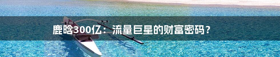 鹿晗300亿：流量巨星的财富密码？