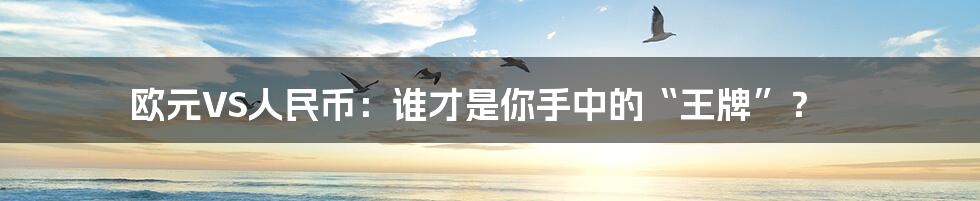 欧元VS人民币：谁才是你手中的“王牌”？
