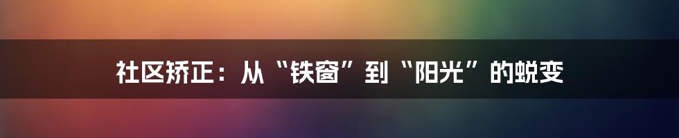 社区矫正:从“铁窗”到“阳光”的蜕变