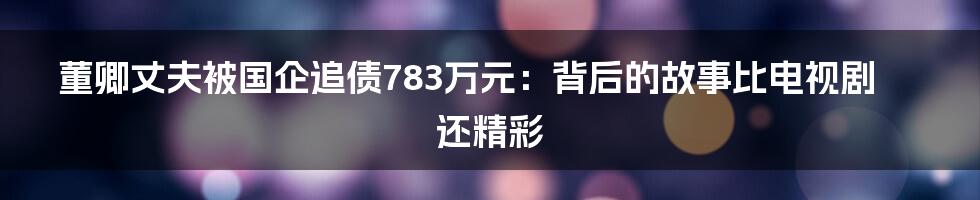 董卿丈夫被国企追债783万元:背后的故事比电视剧还精彩