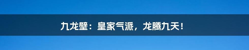 九龙壁:皇家气派,龙腾九天!