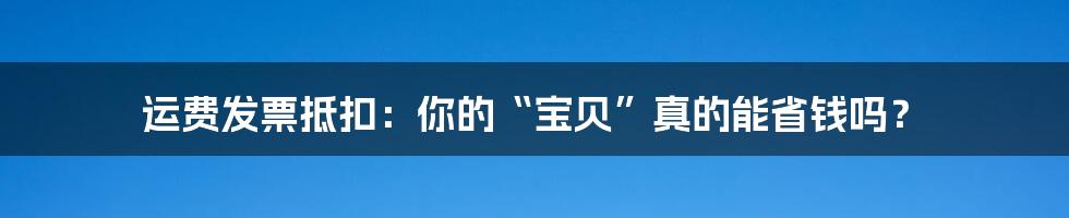 运费发票抵扣:你的“宝贝”真的能省钱吗?