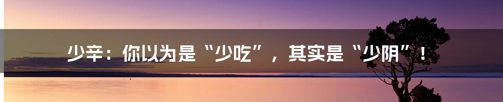 少辛:你以为是“少吃”,其实是“少阴”!