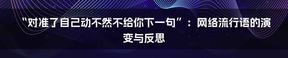 “对准了自己动不然不给你下一句”:网络流行语的演变与反思