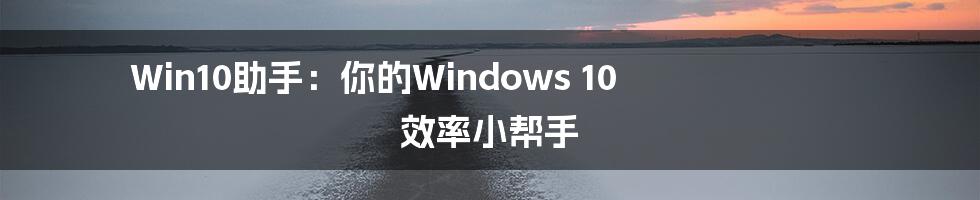 Win10助手:你的Windows 10 效率小帮手