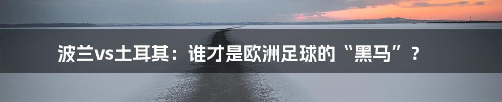 波兰vs土耳其：谁才是欧洲足球的“黑马”？