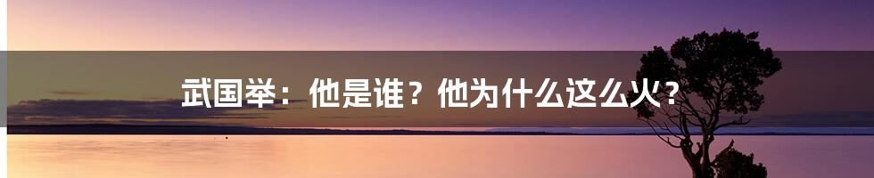 武国举:他是谁?他为什么这么火?