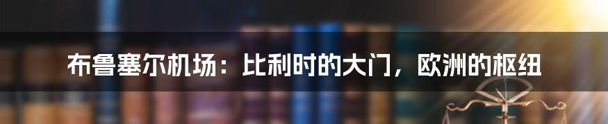 布鲁塞尔机场:比利时的大门,欧洲的枢纽