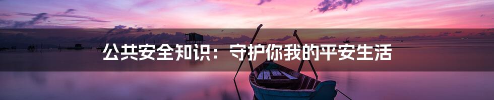 公共安全知识:守护你我的平安生活