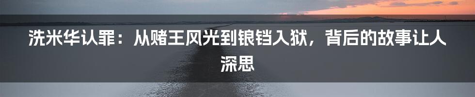 洗米华认罪：从赌王风光到锒铛入狱，背后的故事让人深思